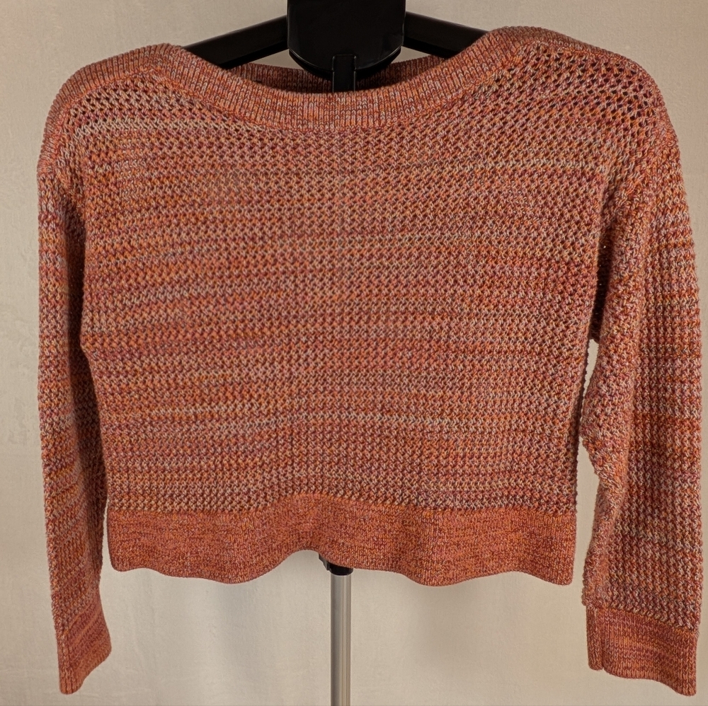 Boxy Crop Pink and Orange Cable Knit Sweater